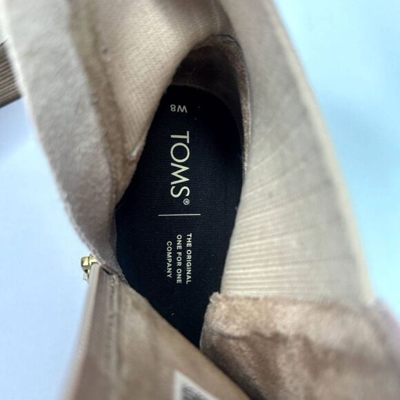Toms Sadie Suede Sand Wedge Ankle Booties Round Toe Zip Womens Designer - Picture 9 of 10